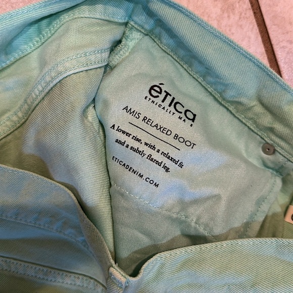 ETICA Amis Relaxed Boot Cut Jeans Dusty Aqua 29 Wide Leg Revolve Green - Picture 5 of 9